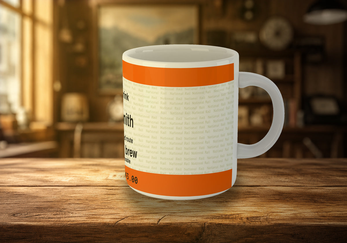 Novelty Rail Ticket 11oz Mug (Personalised)