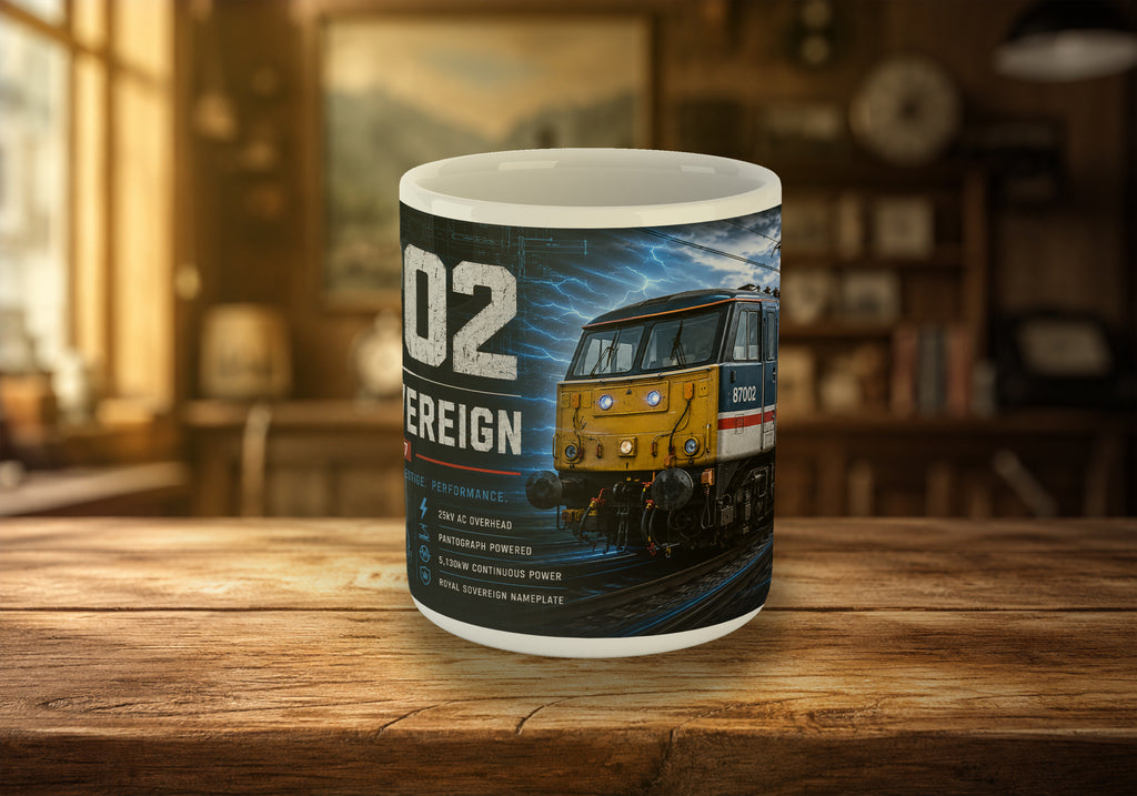Class 87 87002 Royal Sovereign Electric Locomotive 11oz Mug | InterCity Railway Mug