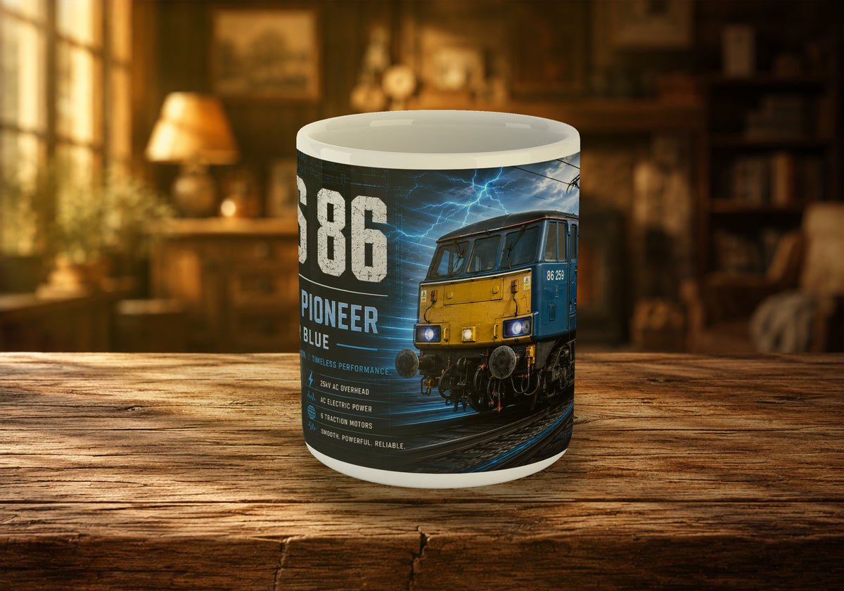 Class 86 86259 AC Electric Pioneer 11oz Mug | Classic BR Blue Railway Train Mug