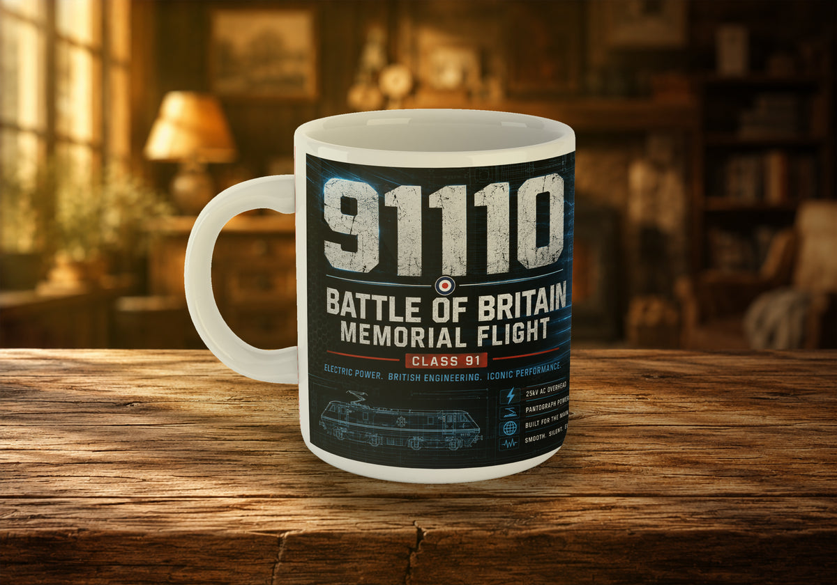 Class 91 91110 Battle of Britain Memorial Flight 11oz Mug | InterCity Electric Train Mug