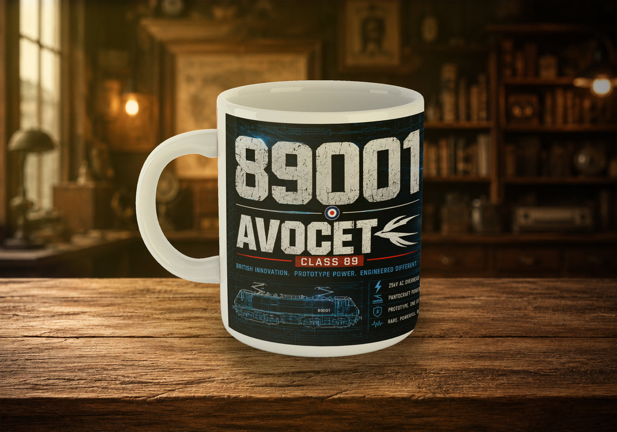 Class 89 89001 Avocet Electric Locomotive 11oz Mug | British Railway Train Mug
