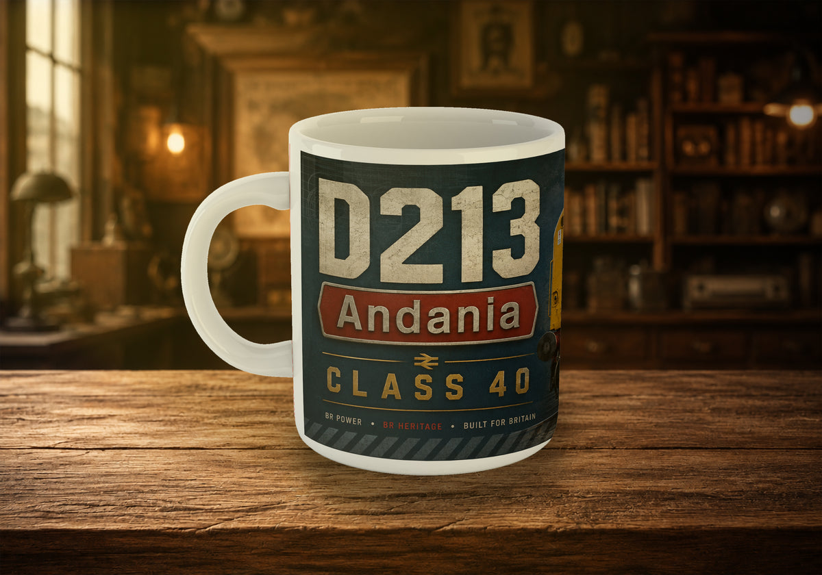 D213 Andania Class 40 11oz Mug | British Rail Heritage Diesel Locomotive Mug