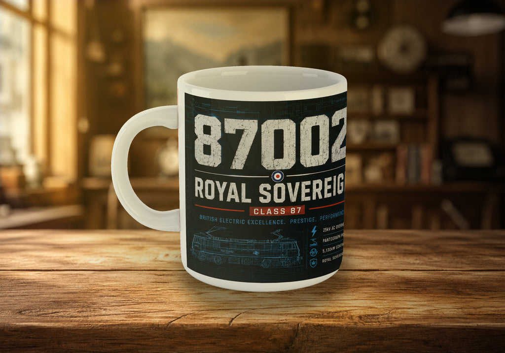Class 87 87002 Royal Sovereign Electric Locomotive 11oz Mug | InterCity Railway Mug