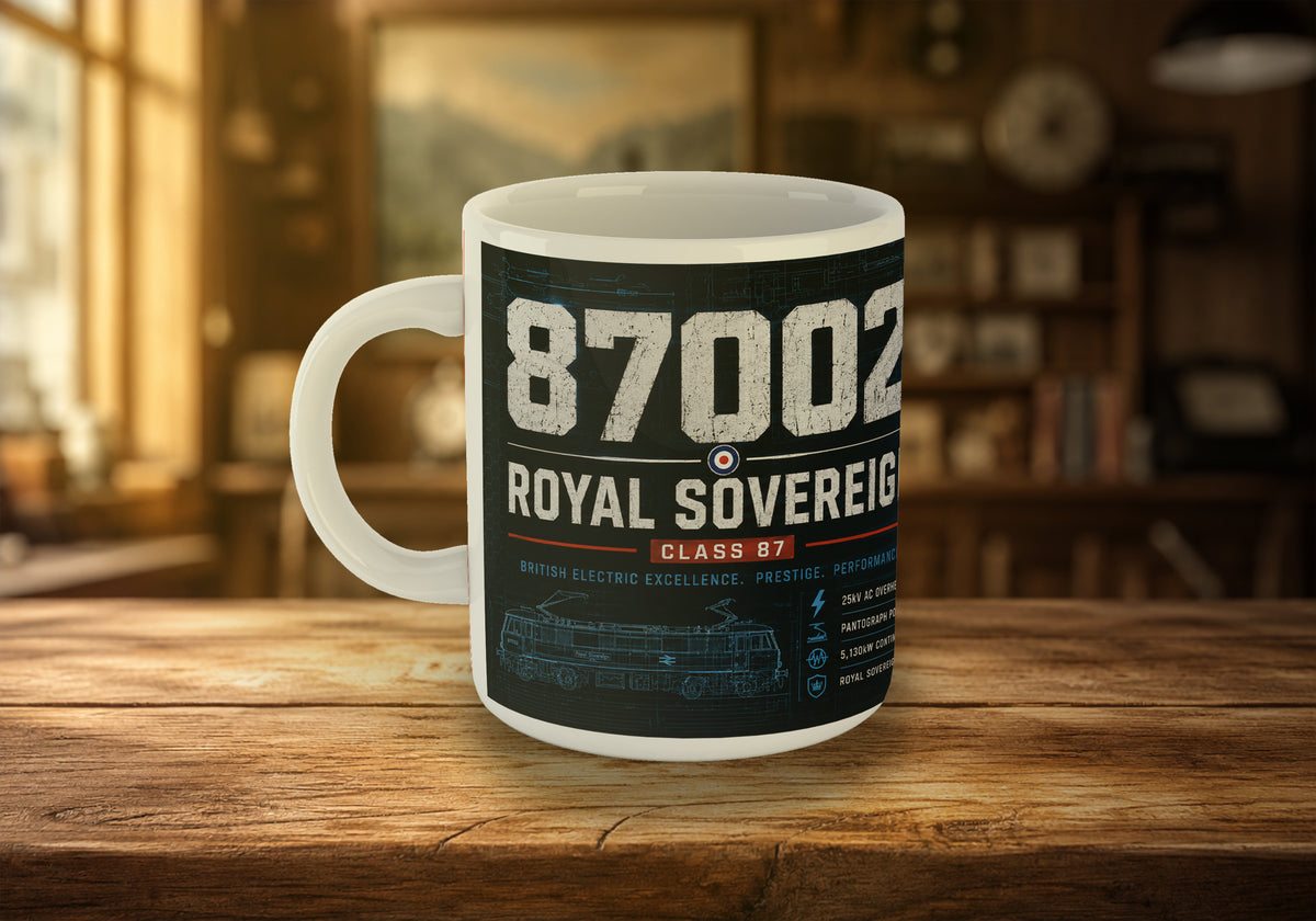 Class 87 87002 Royal Sovereign Electric Locomotive 11oz Mug | InterCity Railway Mug