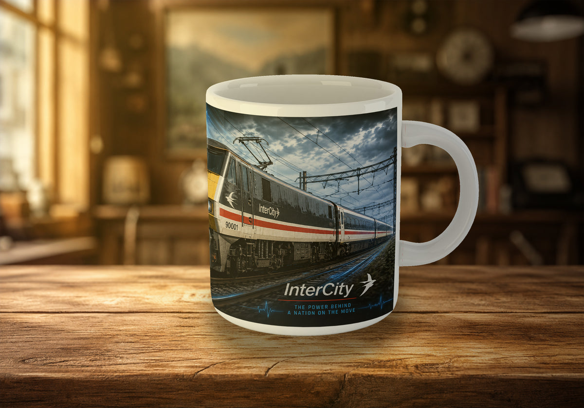 Class 90 90001 InterCity Original Livery 11oz Mug | British Electric Railway Train Mug
